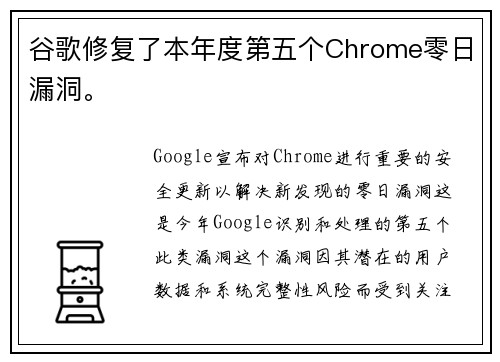 谷歌修复了本年度第五个Chrome零日漏洞。